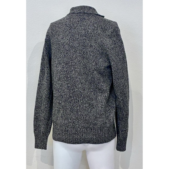 Eddie Bauer Mens Fisherman Cowl Neck Wool Blend Sweater Size M Black Marled Cozy - Picture 3 of 11